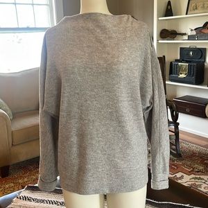 Grey Boatneck Sweater Sz Med Hem and Thread